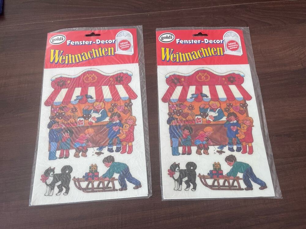 Weihnachten Goldi Window Cling Stickers Vintage New Christmas German